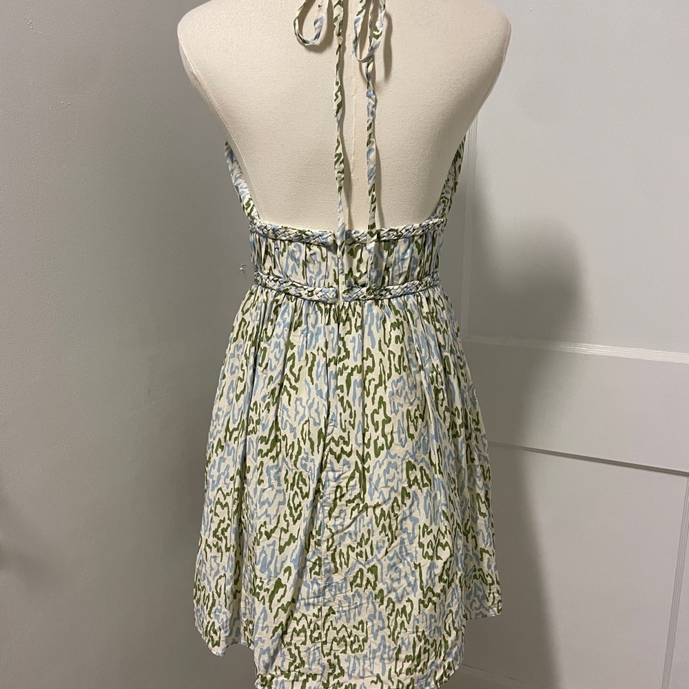 Elegant Green and Blue Patterned Halter Dress Parker 4, XS/S - Picture 2 of 4